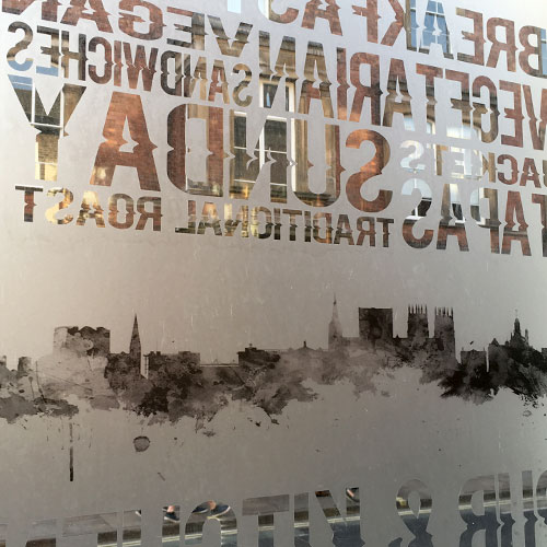 Window vinyl in York pub